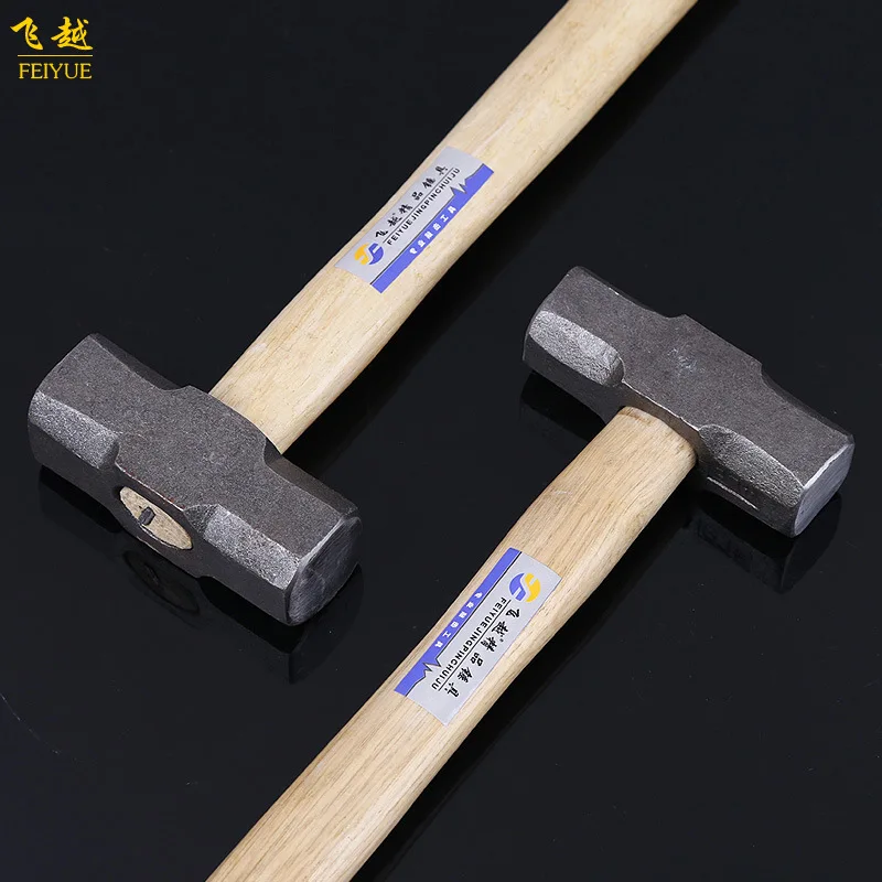 

Wooden Handle Sledge Hammer Practical Octagonal Reinforced Forging Hammer with Wooden Handle Architecture Work Site Construction