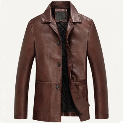 Кожаная мужская куртка из искусственной кожи, мужская деловая повседневная куртка, Jaqueta Masculinas Inverno Couro, большой размер Xxxl 4xl - Цвет: Coffe