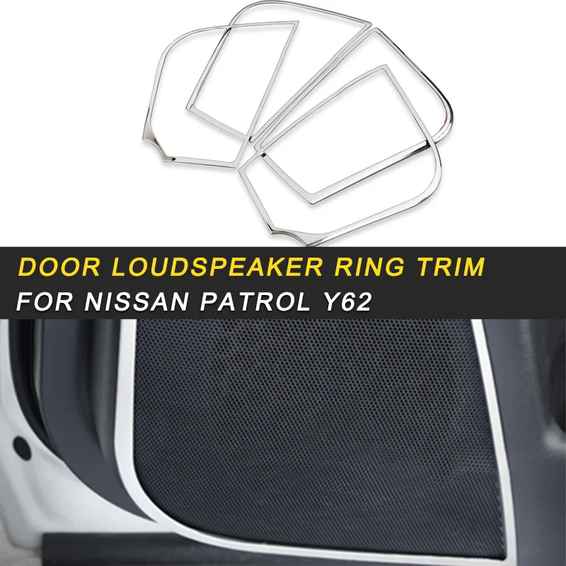 

Door Gate Loudspeaker Sound Chrome Cover Trim Frame Sticker Interior Accessories for Nissan Patrol Y62 Auto Car Styling