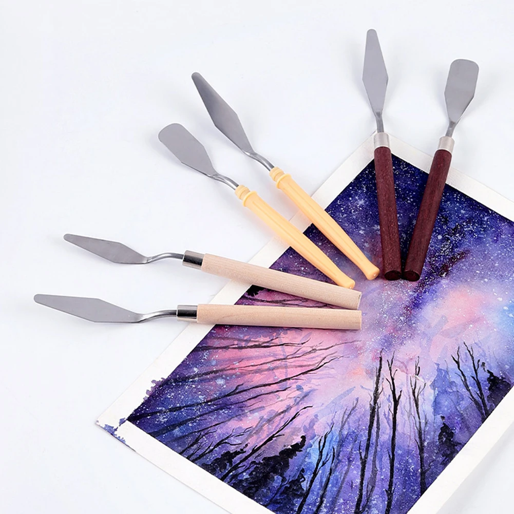 7Pcs/Set Stainless Steel Oil Painting Knives Artist Crafts Oil Painting Scraper Different Size Palette Spatula Art Tool Kit