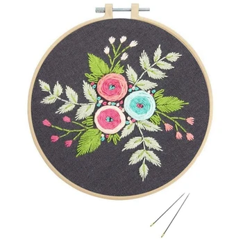 

Embroidery Starter Kit of Stamped Cross Stitch Kits Including Embroidery Cloth with Pattern, Embroidery Hoop,Tools Kit