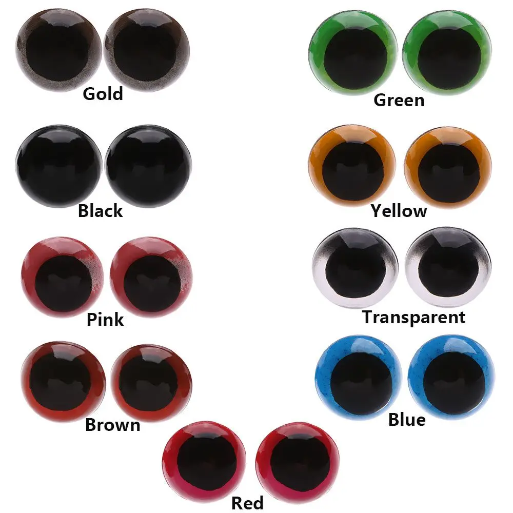 20pcs 9 Colors Puppet Crystal Plastic Safety Eyes Crafts Bear Animal Stuffed Toys Parts Washer DIY Dolls Puppet Accessories