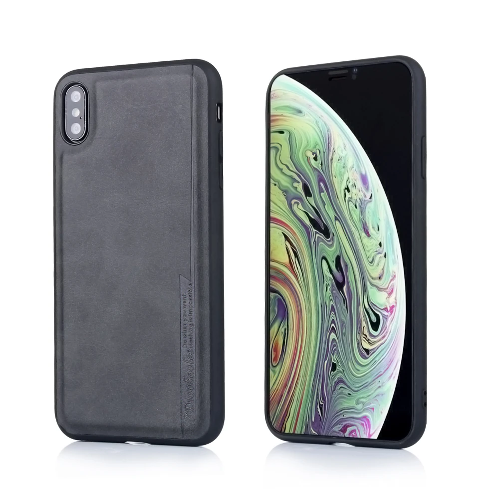 Противоударный чехол из искусственной кожи для IPhone 11 Pro Xs Max Xr Xs Coque силиконовый бампер чехол для IPhone X 8 7 6 6s Plus Etui - Цвет: Black