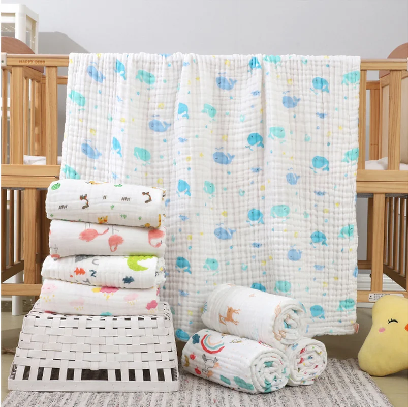 Детское одеяло из бамбука и хлопка 6 слоев пеленка для купания накидка сна теплое