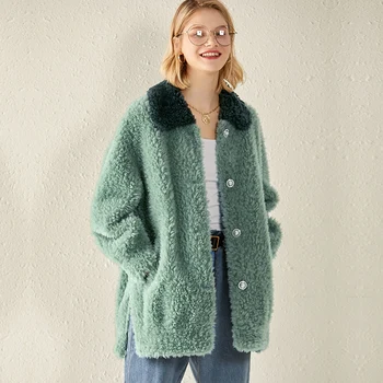 

100% Wool Jacket Real Fur Coat Female Autumn Winter Coat Women Clothes 2020 Korean Vintage Sheep Shearling Fur Tops ZT3921