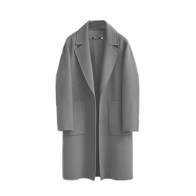 Autumn Coat Women Woolen Coat Casual Plus Size Long Sleeve Thick Jackets Female Vintage Loose Warm Wool Coat Casaco Feminino Gray