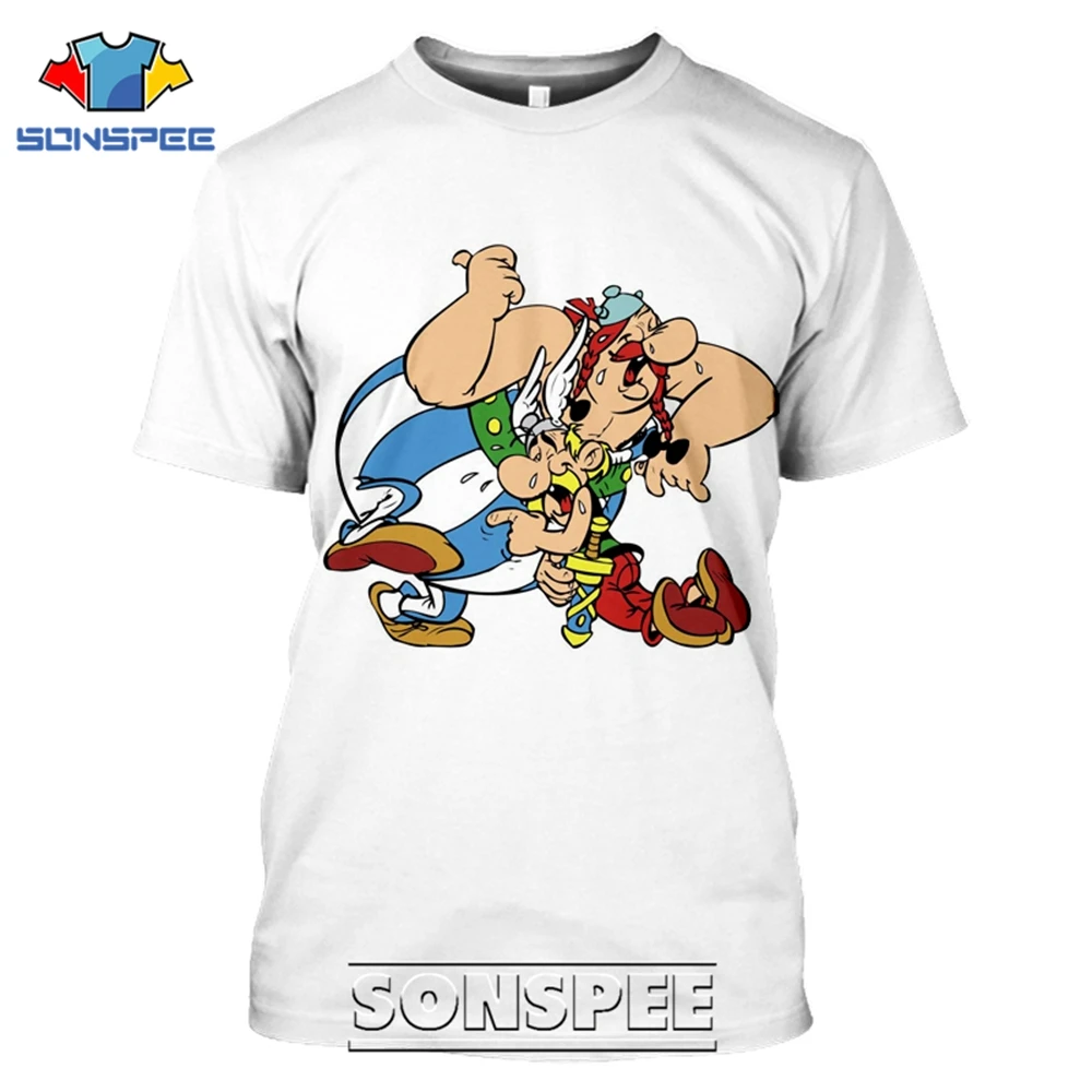 SONSPEE 3D Print Asterix And Obelix T-shirts Men Women Casual Hip Hop Short Sleeve Streetwear Vintage Cartoon Tees Tops Shirt (7)