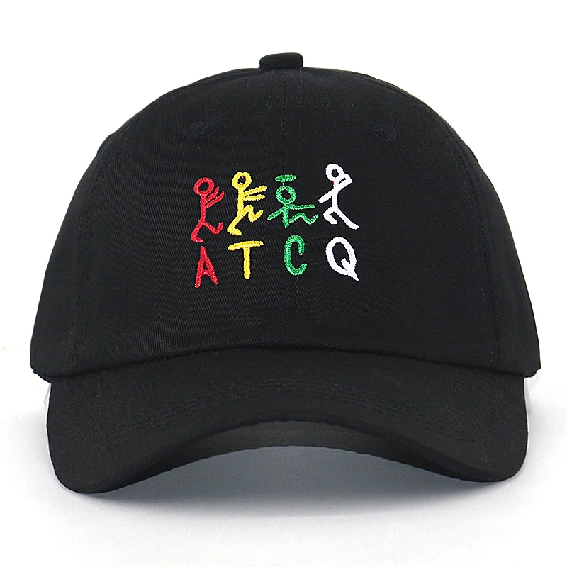 Хлопок хип-хоп ATCQ бейсболки Регулируемые черные модные шляпы для папы мужские и женские изогнутые шляпы от солнца для путешествий все совпадают
