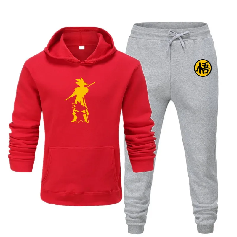 new men's hoodie suit autumn and winter warm clothing fashion printing street hoodie suit running jogging sports suit