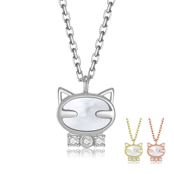 

High quality Golden Pendant Necklaces For Women Cat shape Cute animal Fine Necklaces with Shell beads fine Jewelry