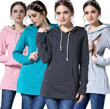 

Maternity wear Keep warm Solid color Breastfeeding sweater Autumn and winter Pregnant woman top Thicken