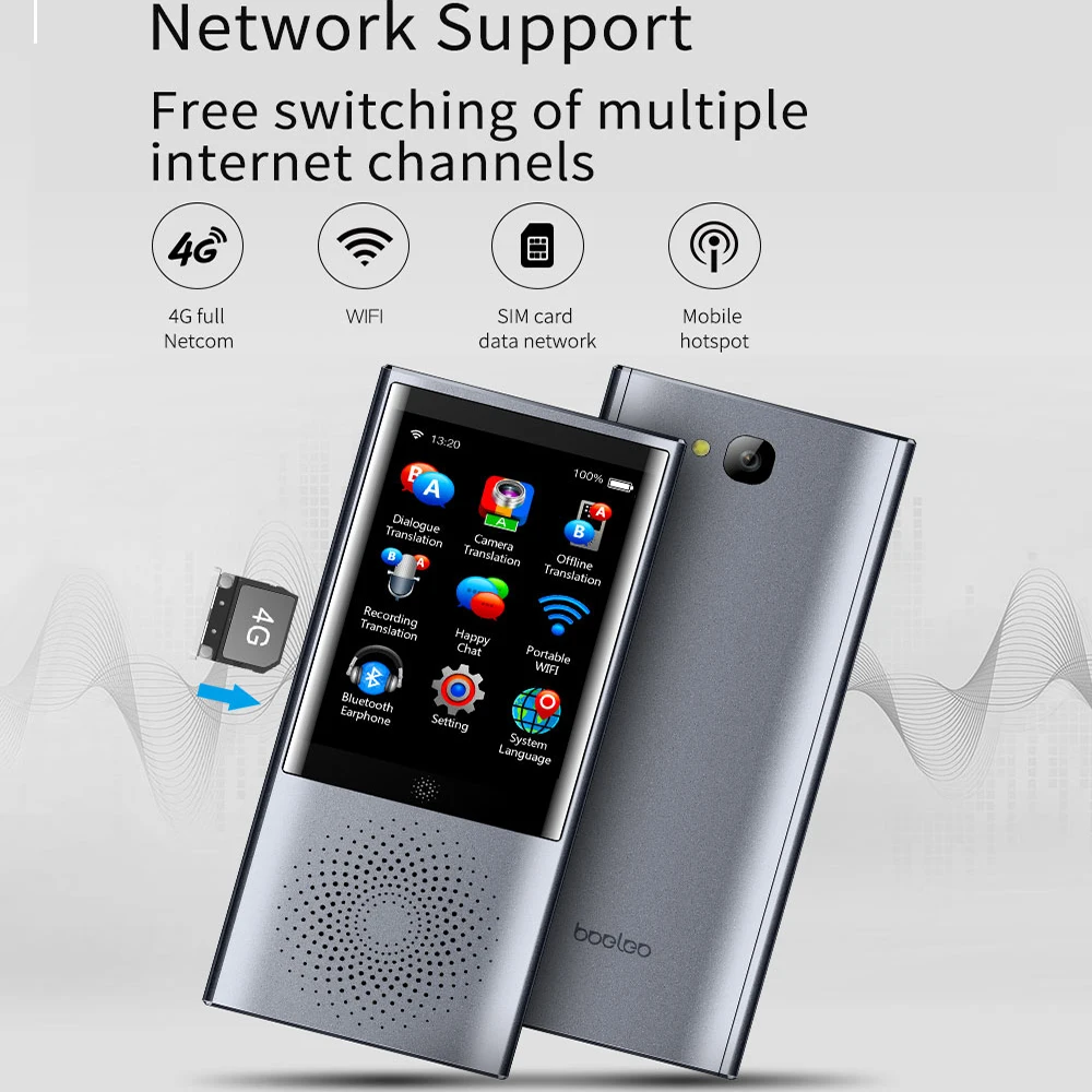 Boeleo W1 AI Voice Photo Translator 2 8 &quotсенсорный экран 4G WIFI Гб Память 2080 мАч 77 языков