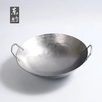 

Household wok wok vintage double-ear wok uncoated non-stick pan gas pure iron wok large wok