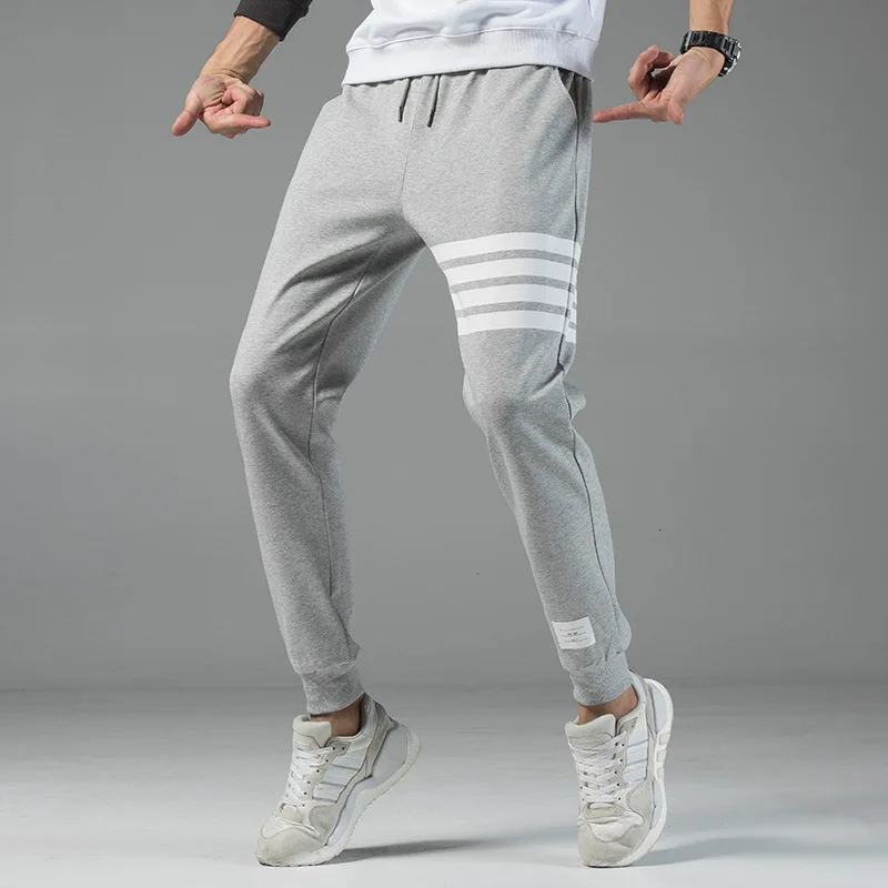 Осенние мужские штаны полосатые спортивные брюки брендовые Молодежные тренировочные брюки повседневные хлопковые брюки мужская одежда tb Man joggers spodnie - Цвет: gray
