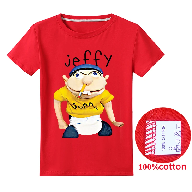 Jeffy/модная футболка для мальчиков и девочек; детская одежда с героями мультфильмов; футболка; топ с короткими рукавами; Повседневная летняя одежда; одежда с героями мультфильмов для мальчиков и девочек
