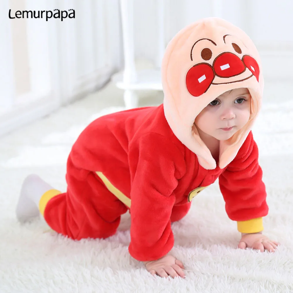 Kawaii/зимняя одежда для маленьких девочек; AnpanmanOnesie; комбинезон для новорожденных; хлопковые детские комбинезоны; Детские вечерние комбинезоны; милый костюм