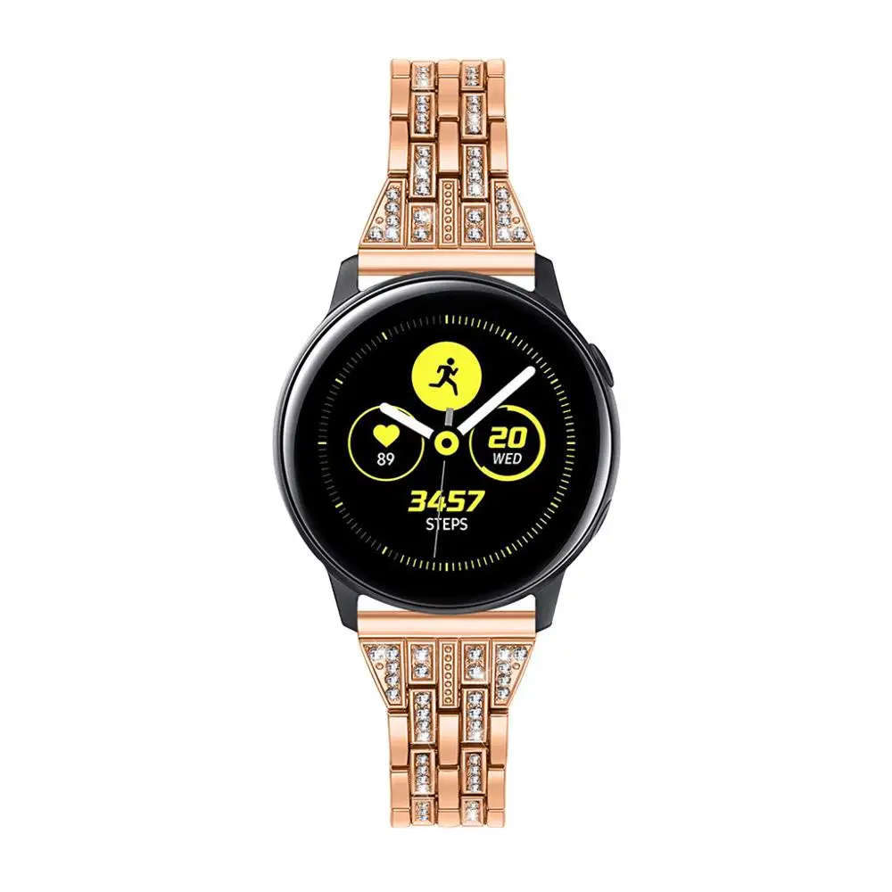 rose gold Модный алюминиевый сплав подходит для samsung Galaxy Watch активный полый горный хрусталь Металлический Браслет ремешок для подарков - Цвет ремешка: rose gold