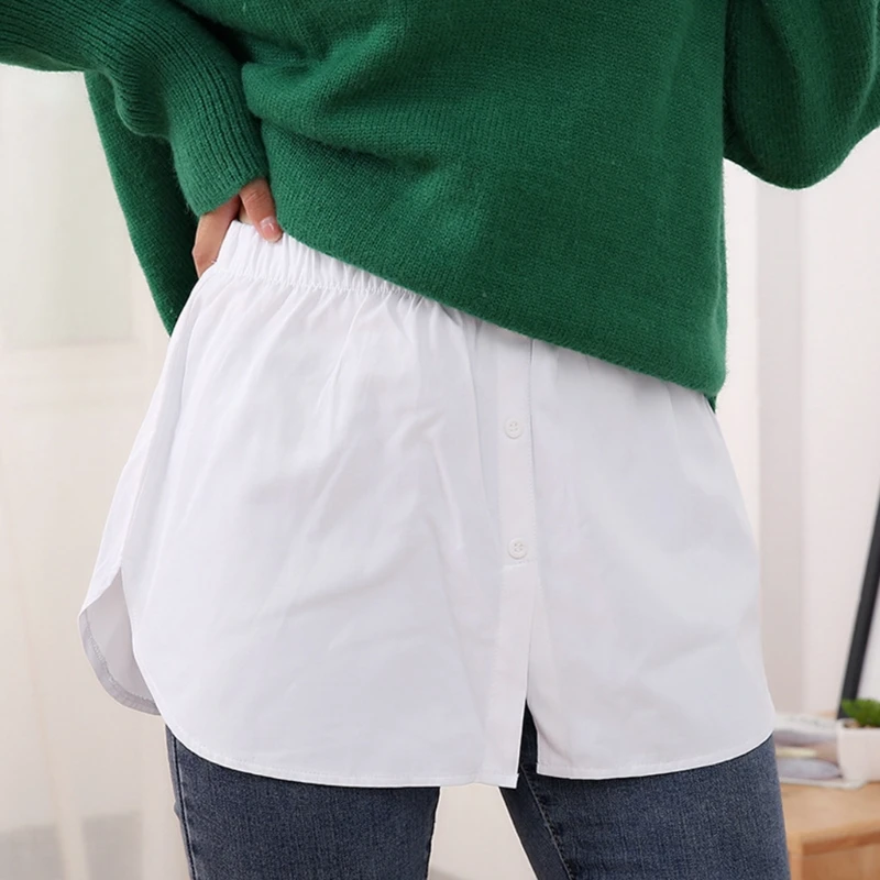 

Women Girls Shirt Blouse Extender Adjustable Layering Faux Top Lower Sweep Mini Skirt False Hemline Splitting Underskirt