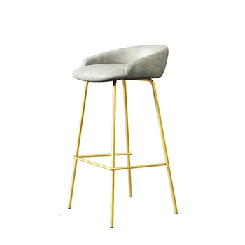 

Northern Europe Light Luxury Bar Chair Household Modern Simple High Chair Iron Leisure Bar Front Desk Coffee Shop High Stool