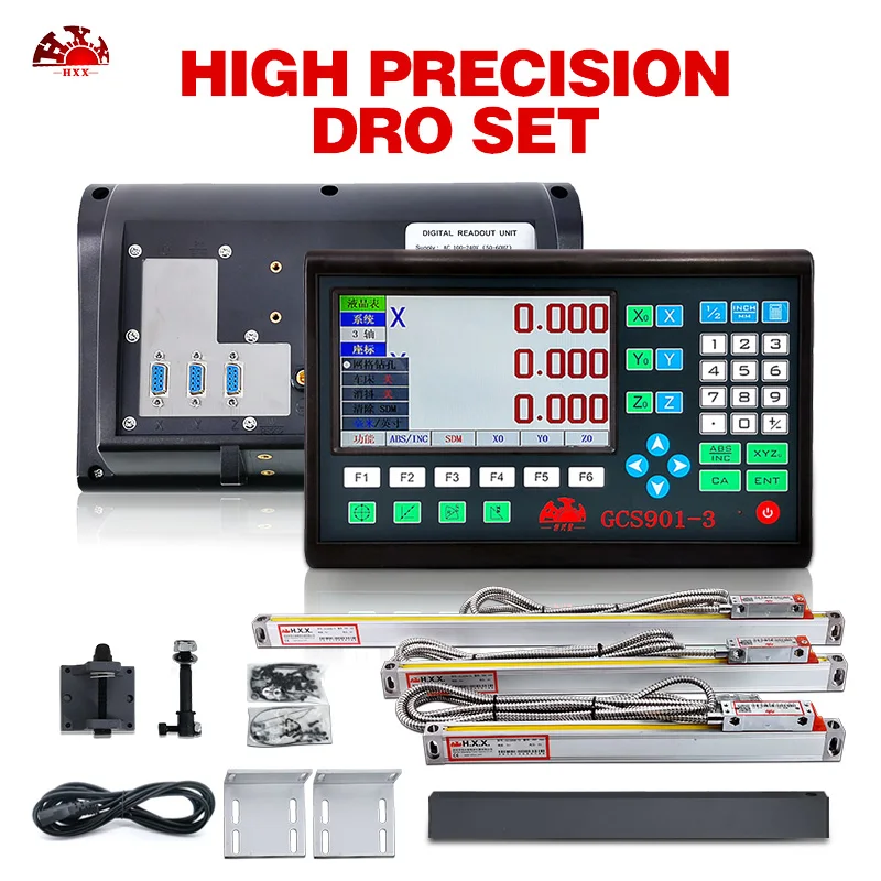US $215.55 HXX Complete Set 3axis LCD DRO Digital Readout Display GCS9013 with 3 Linear Scales for Milling Lathe Machine