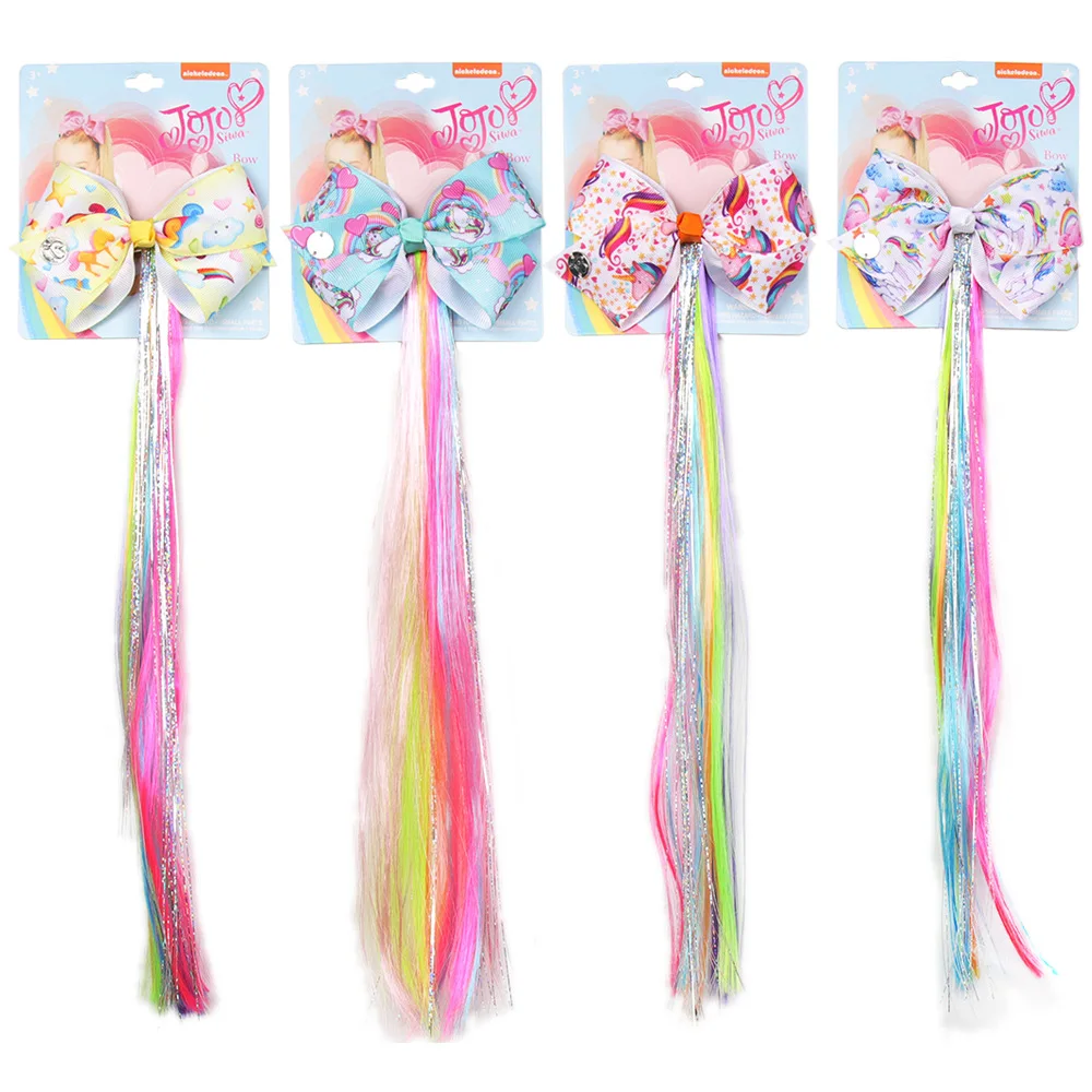 5 Jojo Siwa Cartoon Printed Hair Bow With Ponytail Holder For Girls Wigs Cheerleading Hairbows 12 Inch Holder Hair Accessories Girl S Hair Accessories Aliexpress