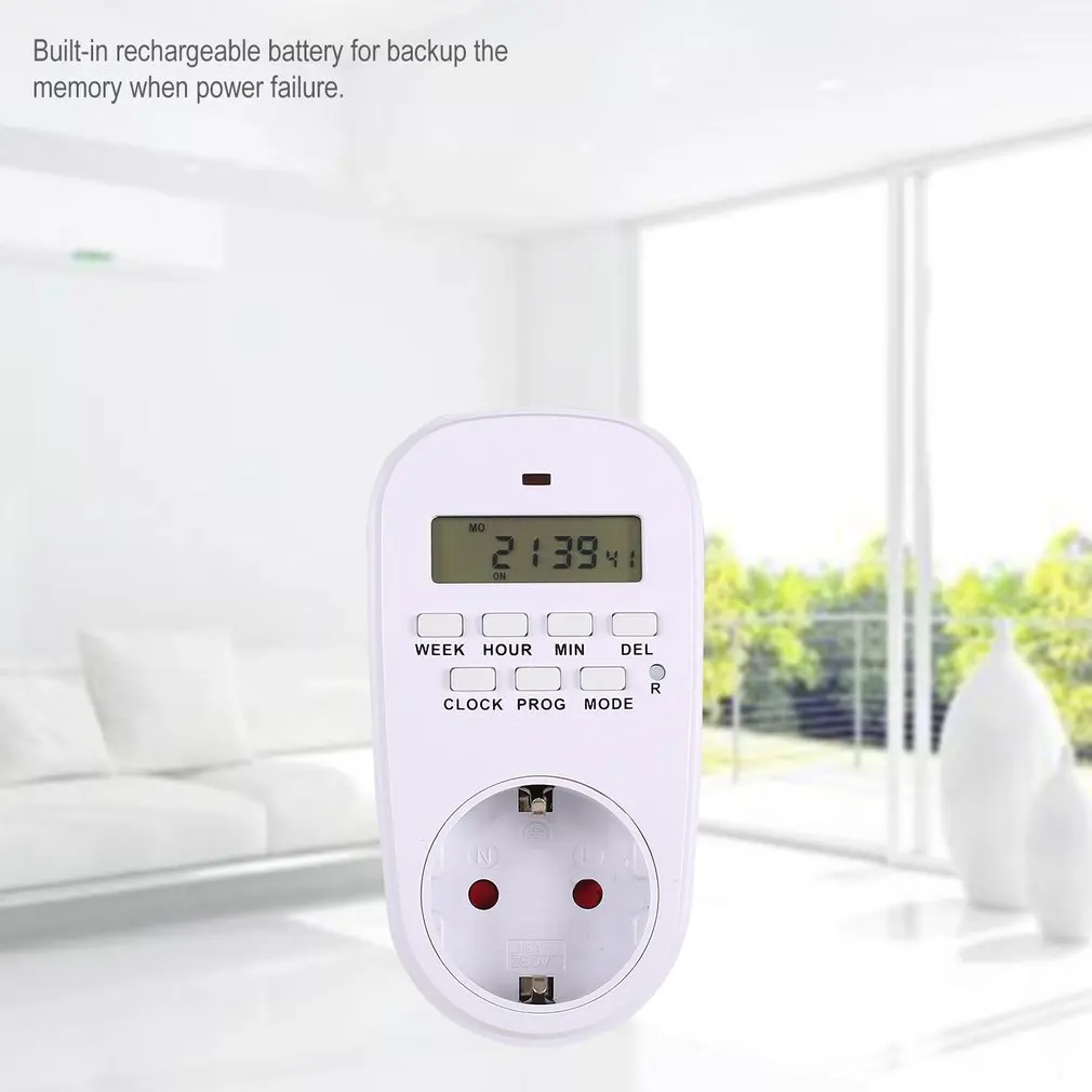 Mini Digital LCD 230V 16A Timer Switch Socket Outlet Plug-in Time Countdown Energy Saving Programmable Electronic Controller