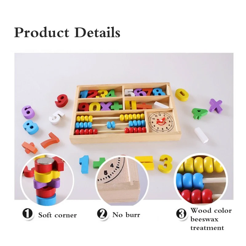 Math Toys Multifunction Abacus Clock Cognition Counting Wooden Montessori Mathematical Educational Parent-child Baby Children