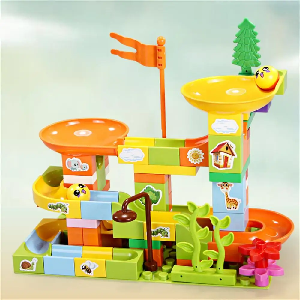 

Big Size Construction Blocks Marble Race Run Compatible Duploed Building Block for Kids Assembly DIY Bricks Toys for Children