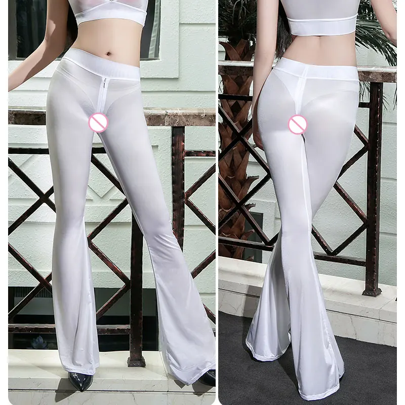 Women Flare Pants Zipper Open Crotch Full Length Flares Capris Pants Wetlook Bell Bottom Trousers Boot Cut See Thro Long Pants Women Flare Pants Zipper Open Crotch Full Length Flares Capris Pants Wetlook Bell Bottom Trousers Boot Cut See Thro Long Pants