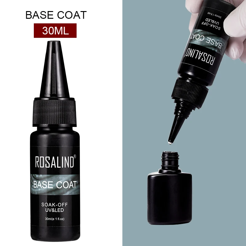 30ml Base Coat ROSALIND Гибридный гвоздь Гель-лак замачиваемый белый флакон УФ Цвета Vernis Полупостоянный Маникюр для гель для дизайна ногтей лак - Цвет: 30ml Base Coat