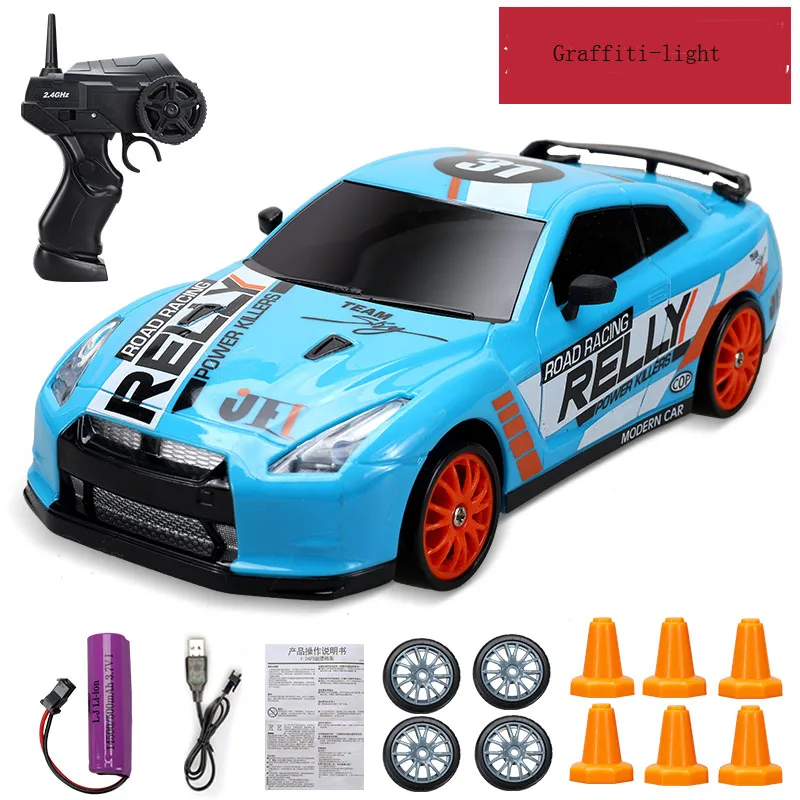 1/10 2,4 GHz RC Carro de corrida de alta velocidade RC Drift Carro de controle  remoto carro para todos os terrenos Drifting modelo de carro para crianças  e adultos (unidade elétrica única)