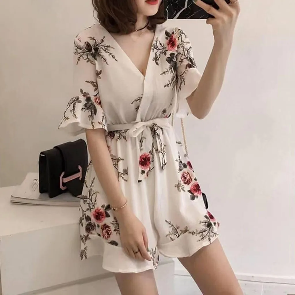 Женский Летний комбинезон с принтом повседневные свободные пляжные комбинезоны