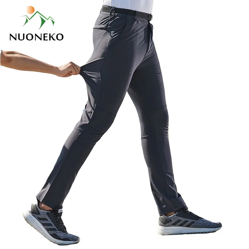 Hiking Pants NUONEKO Outdoor Stretch Mens Hiking Pants Summer Quick Dry Breathable Waterproof Climbing Trekking Tourism Camping