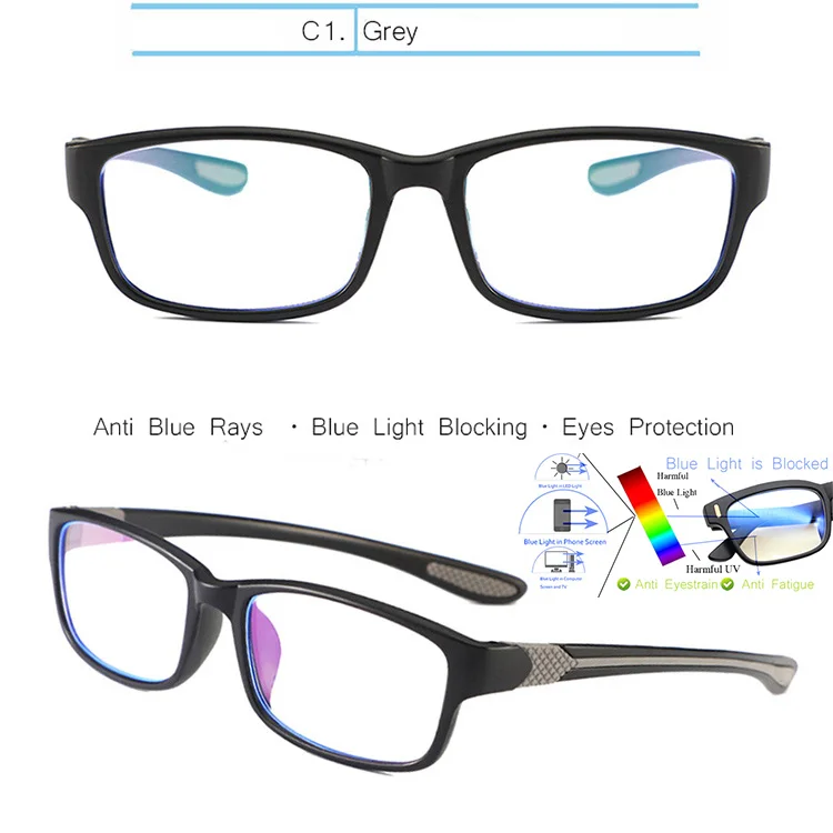 BL1101-Gray IVSTA TR90 футбольные очки компьютерные спортивные мужские анти-голубые лучи светильник блокирующие очки оправа близорукость оптический Баскетбол - Цвет оправы: BL1101-Gray