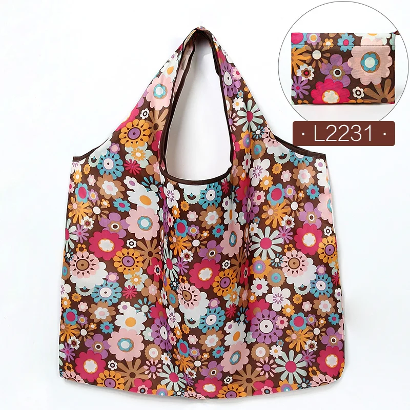 Новая модная Складная Экологичная хозяйственная сумка с принтом, складная сумка-тоут, удобная вместительная сумка для хранения - Цвет: P