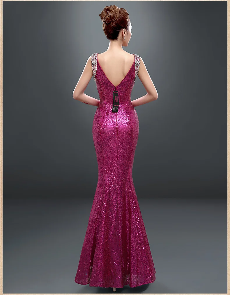 Королевский синий sequines Русалка Длинный v шеи сексуальное layd вечерное платье для женщин вечернее платье