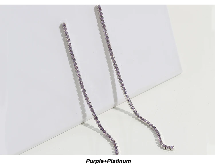 Neoglory Новая мода 1,5 мм CZ 1Row 9 см коготь цепи серьги с кисточками и кристаллами для женщин невесты ювелирные изделия для свадьбы подарок сувенир