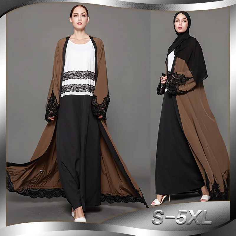 Chic Elegant Muslim Abaya Dress Women Caftan Lace-up Open Abayas for Prayer Garment Kimono Kaftan Hijab Long Robe | Тематическая