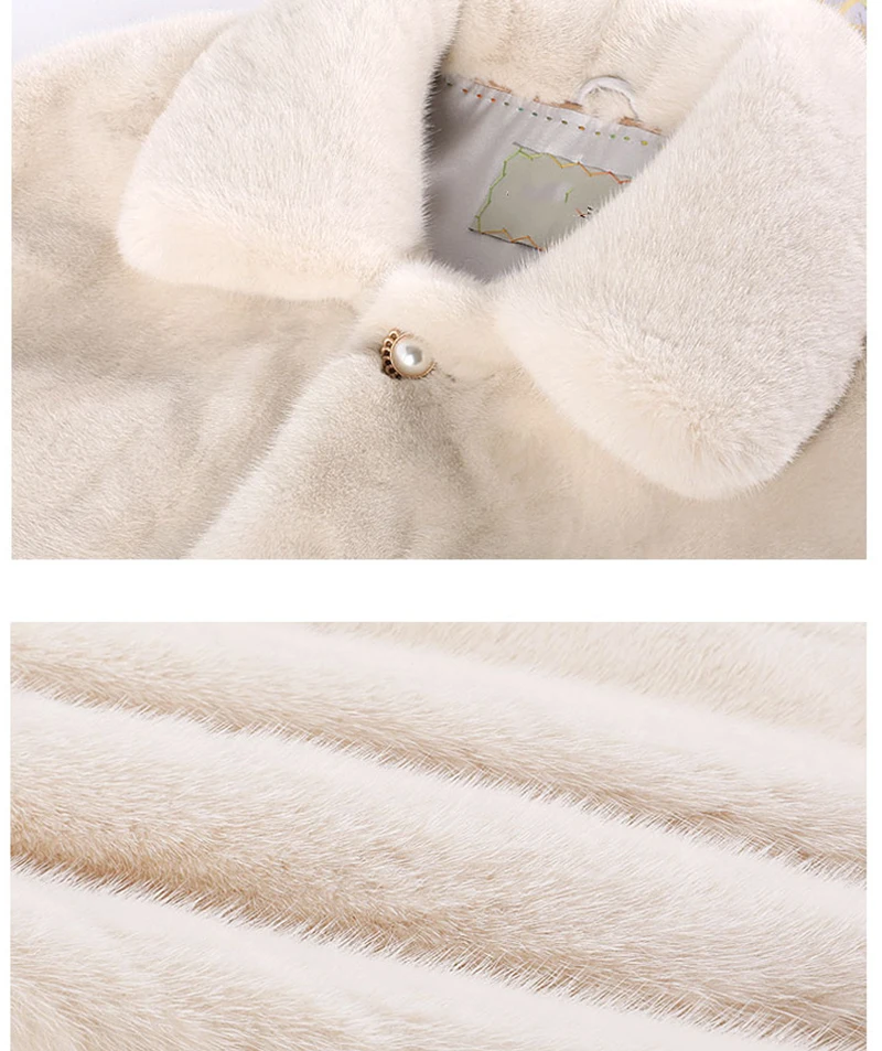 Ftangaiur2019 Winter Import Purple standard Velvet Mink Fur Coat Beige With Pockets Mink Coat Women's Medium Real Mink Fur Coats