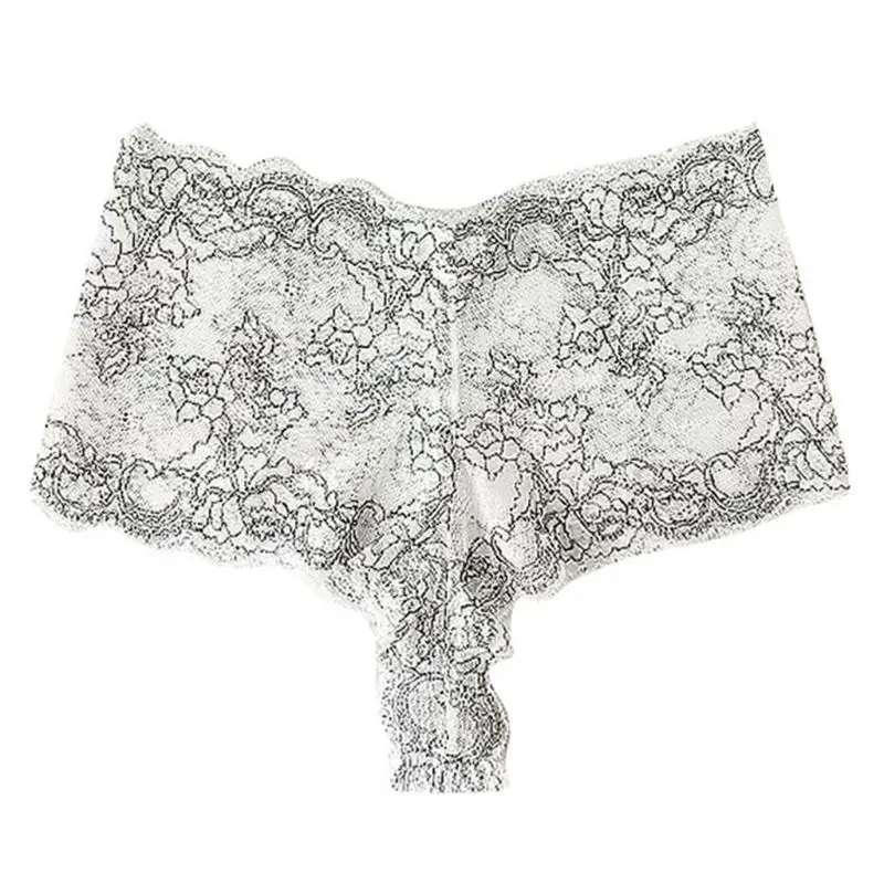 

Womens Temptation See-Through Briefs Lingerie Seamless Scalloped Crochet Floral Lace G-String Underwear High Waist Panties Thong