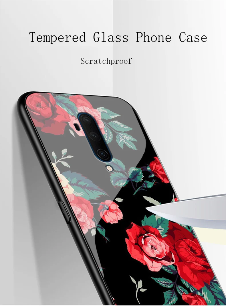 Для Oneplus 7T чехол One plus 7T Pro PC Пластиковый стеклянный чехол для телефона черный ТПУ бампер чехол для Oneplus 7T Pro 7TPro закаленное покрытие