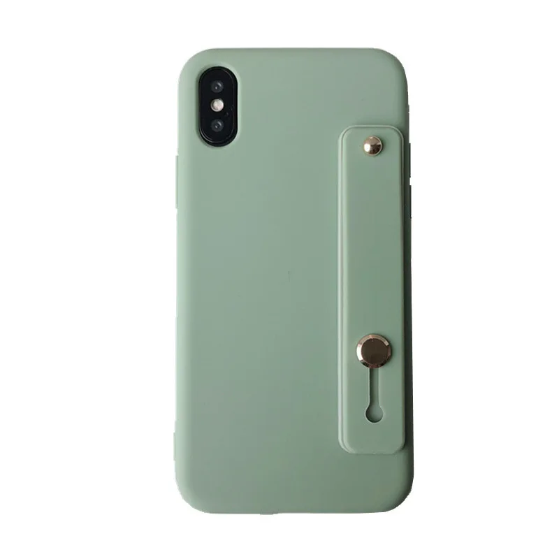 

phone case for iphone Xs max / XR /6/ 7/8 / 11 11Pro phone shell Silicone Pure Color Soft Case Wristband Stand Free shipping
