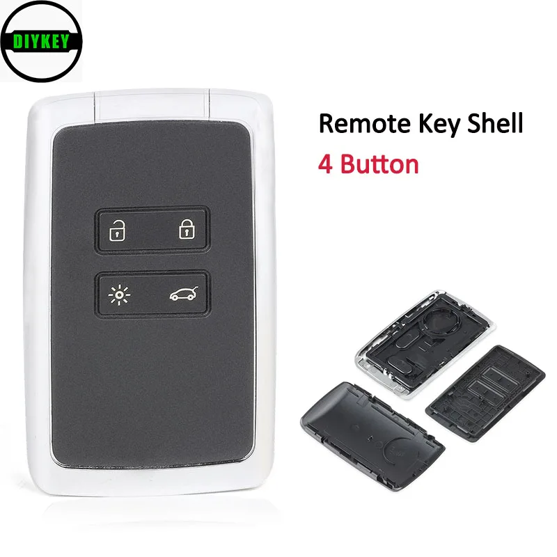 

DIYKEY Replacement Remote Key Shell Case Fob 4 Button for Renault Espace 5, Megane 4, Talisman 2016 2017 2018 2019