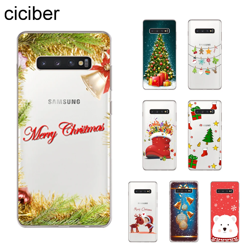 

ciciber Merry Christmas Cover For Samsung Galaxy S9 S8 S7 S6 S5 S10+ S10e Lite Edge Plus mini Phone Cases Soft TPU Shell Capa