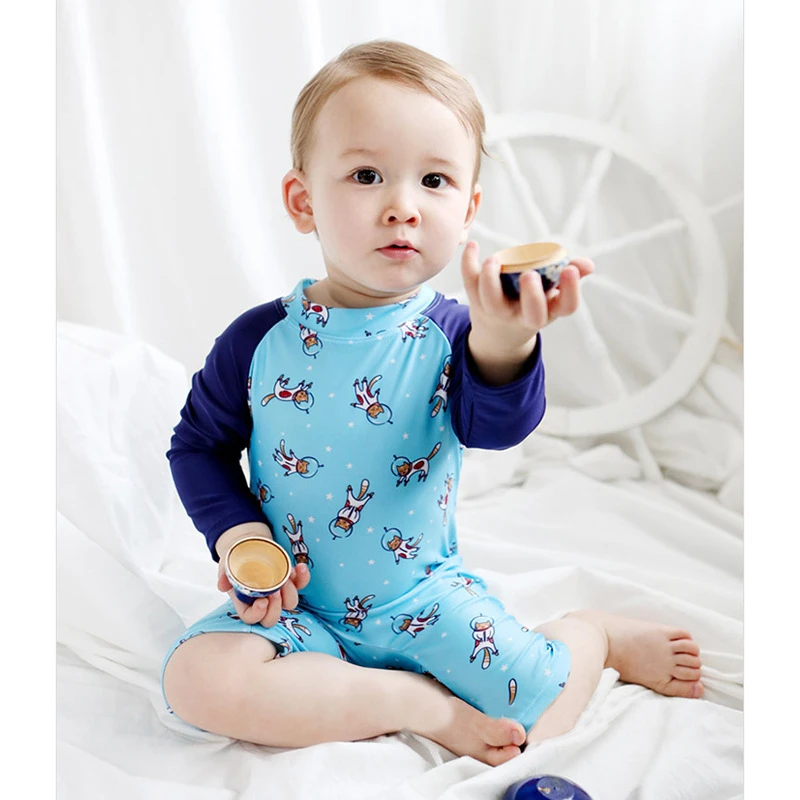 New Models 1 8 Y Baby One Piece Swimwear Light Blue Children Rash Guard