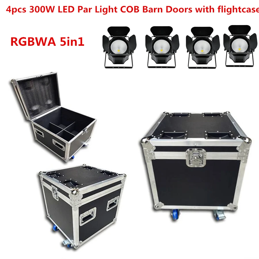 RGBWA 5in1 F светильник с 4 шт. RGBWA+ UV 6в1 300 Вт светодиодный COB Par Светильник с дверями сарая алюминиевый светодиодный стробоскоп эффект сценический светильник ing dj светильник - Цвет: RGBWA 5in1