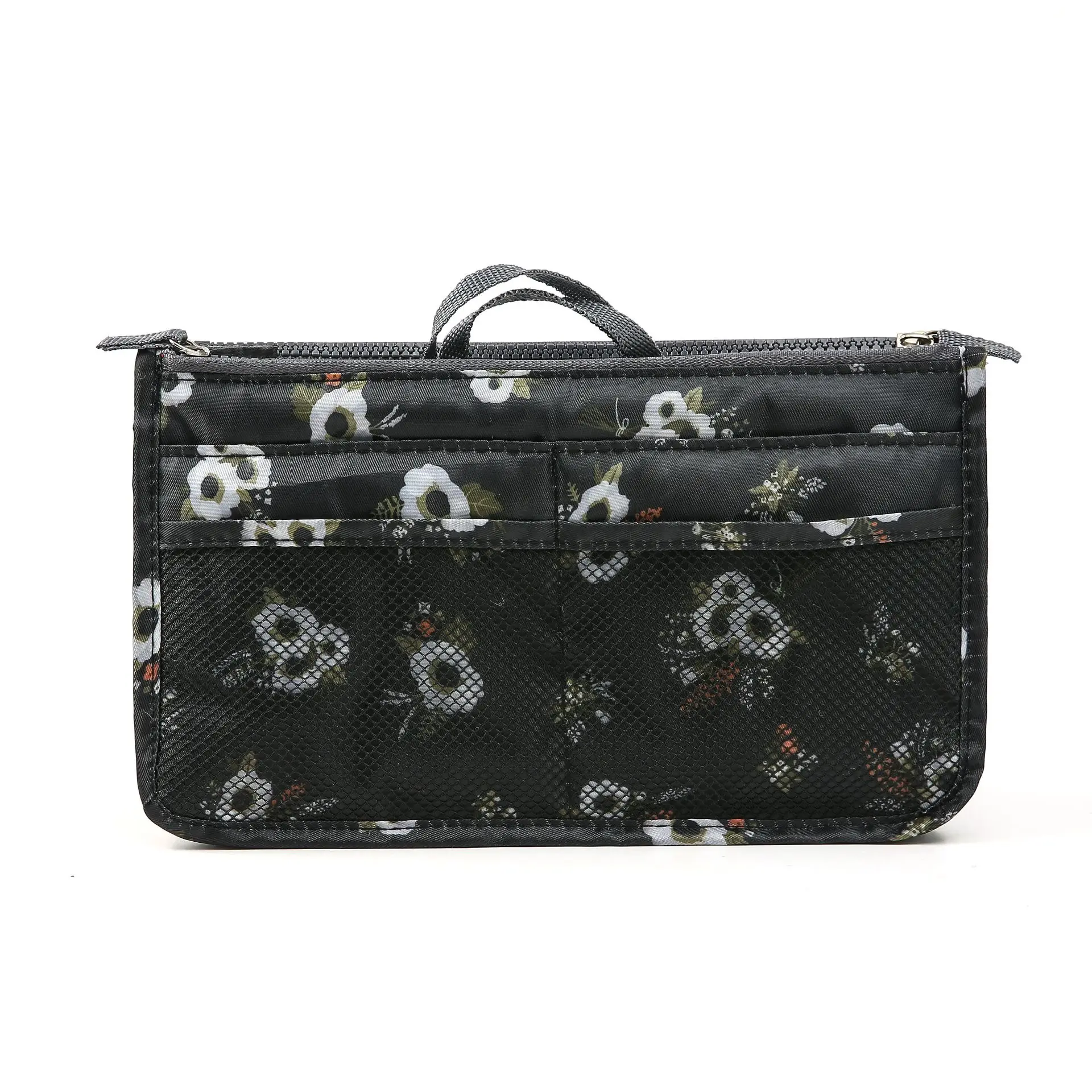 Bright black flowers Женская сумка для макияжа, Портативная сумка для хранения, набор туалетных принадлежностей, органайзер для путешествий, косметичка - Цвет: Bright black flowers