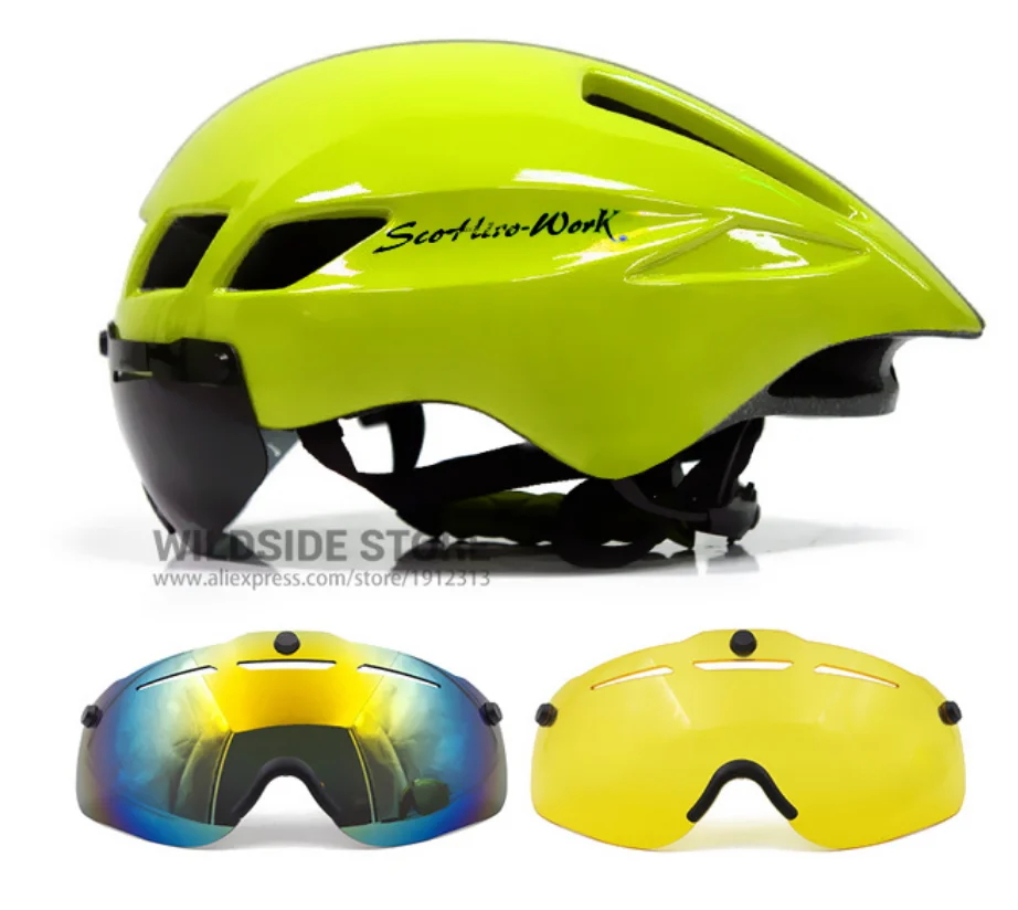 green 3 lens Sccohiro-work TT велосипедные шлемы Мужские Женские велосипедный мотоциклетный шлем EPS сверхлегкий MTB дорожный походный шлем для безопасности кемпинга - Цвет: green 3 lens