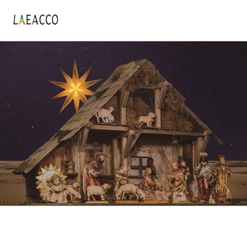 

Laeacco Crib Noel's Day Care Nativity Scene Photography Background Vinyl Customized Photographic Backdrop for Photo Studio Decor