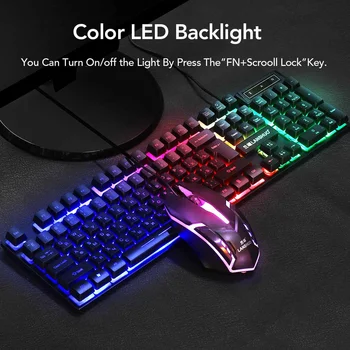 

Russian LED Breathing Backlight Manipulator Keyboards USB Wired Backlit Floating Gaming Keyboard and Mouse Combos Set Gamer Kit